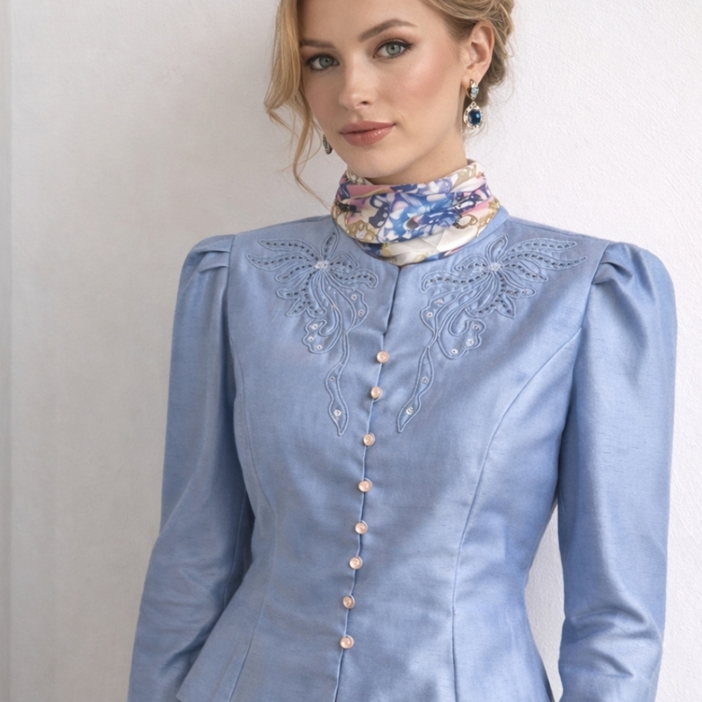 Silhouette | Vintage 80's Powder Blue Beaded Statement Jacket